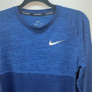 Nike Running Dri-Fit Navy and Royal Blue Long-Sleeve Training Top
